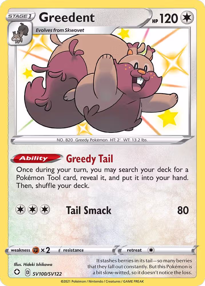 Greedent (SV100/SV122), Shining Fates: Shiny Vault — Pokémon card price