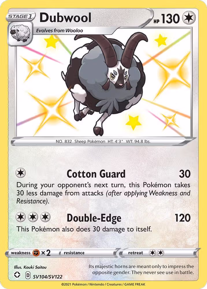 Dubwool (SV104/SV122), Shining Fates: Shiny Vault — Pokémon card price