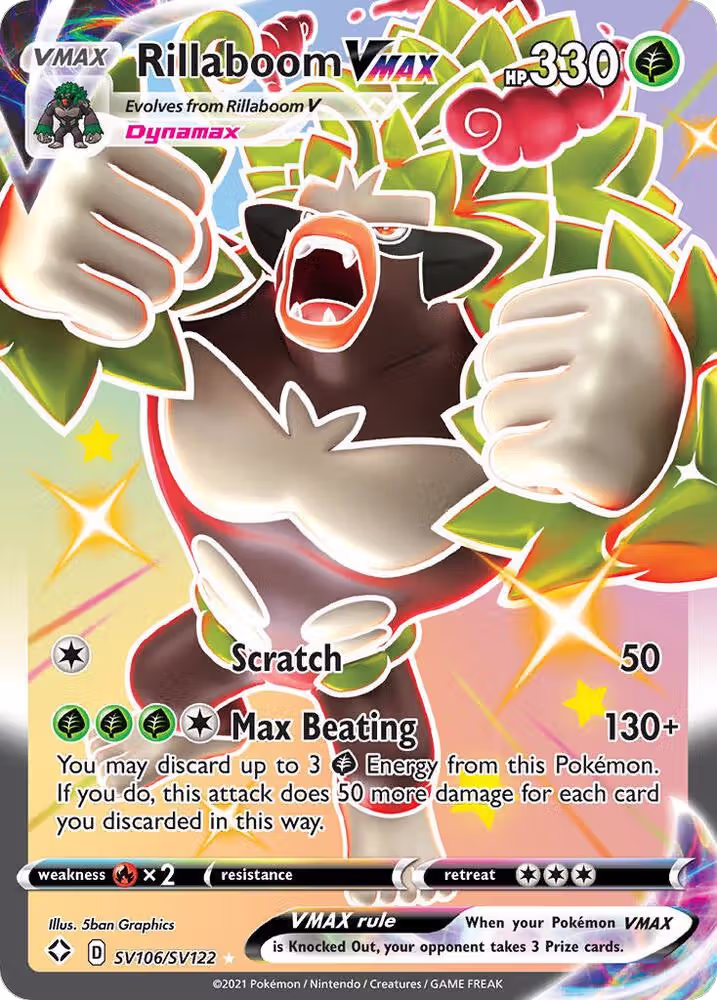 Rillaboom VMAX (SV106/SV122), Shining Fates: Shiny Vault — Pokémon card price