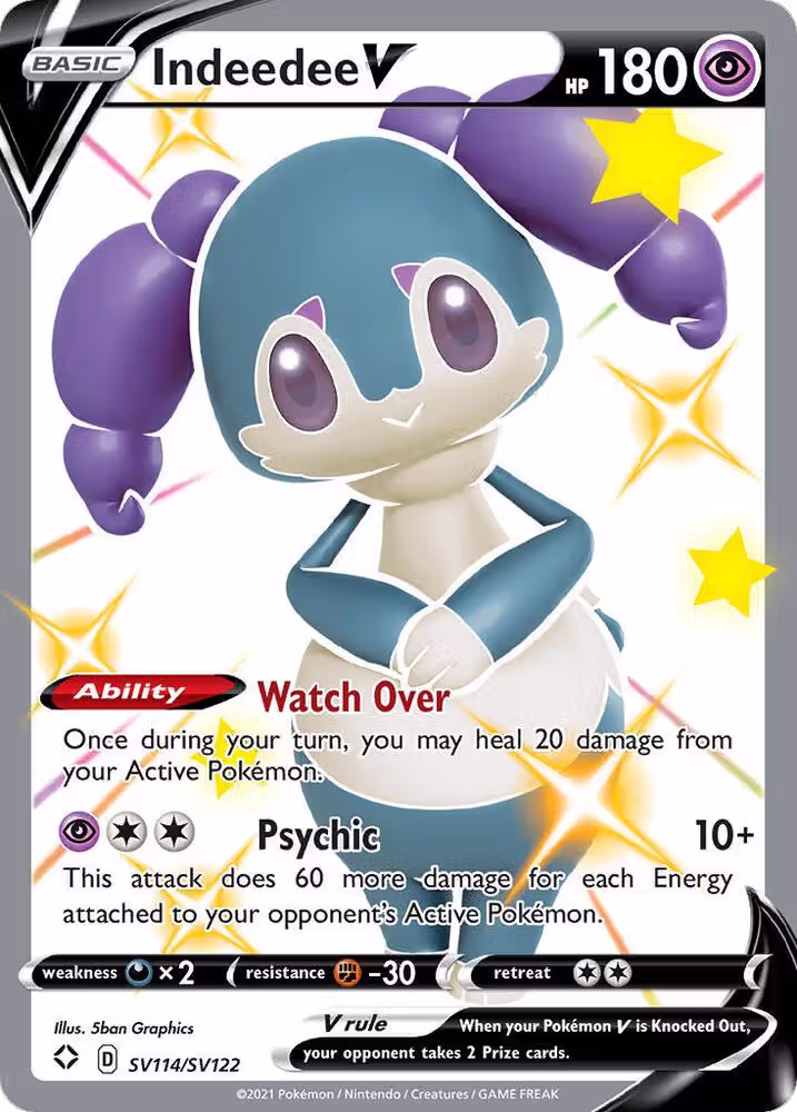 Indeedee V (SV114/SV122), Shining Fates: Shiny Vault — Pokémon card price