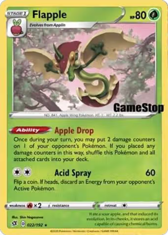 Flapple - 022/192 (Gamestop Exclusive) (022/192), Miscellaneous Cards & Products — Pokémon card price