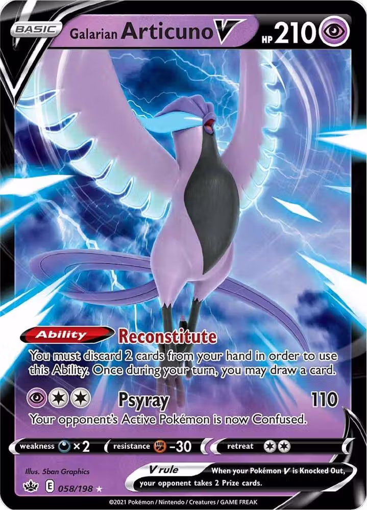 Galarian Articuno V (058/198), Chilling Reign — Pokémon card price