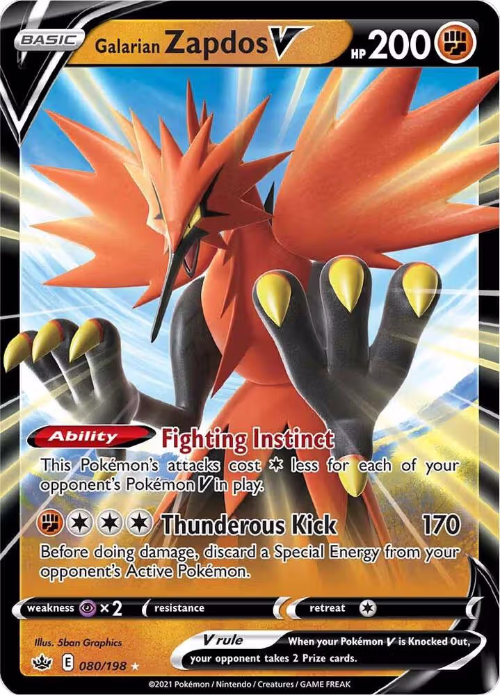 Galarian Zapdos V (080/198), Chilling Reign — Pokémon card price