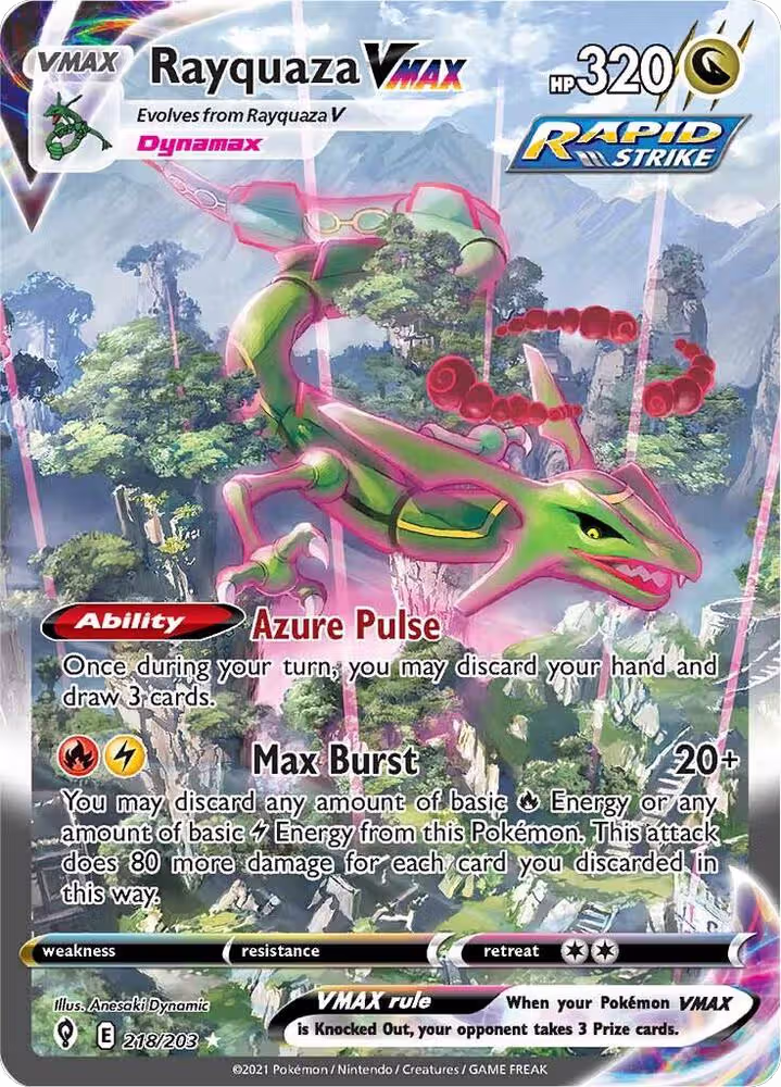 Rayquaza VMAX (Alternate Art Secret) (218/203), Evolving Skies — Pokémon card price