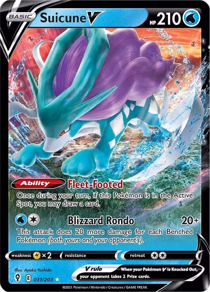 Suicune V (031/203), Evolving Skies — Pokémon card price
