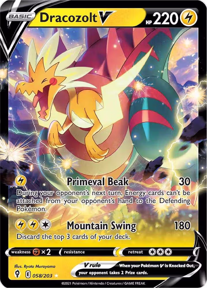 Dracozolt V (058/203), Evolving Skies — Pokémon card price