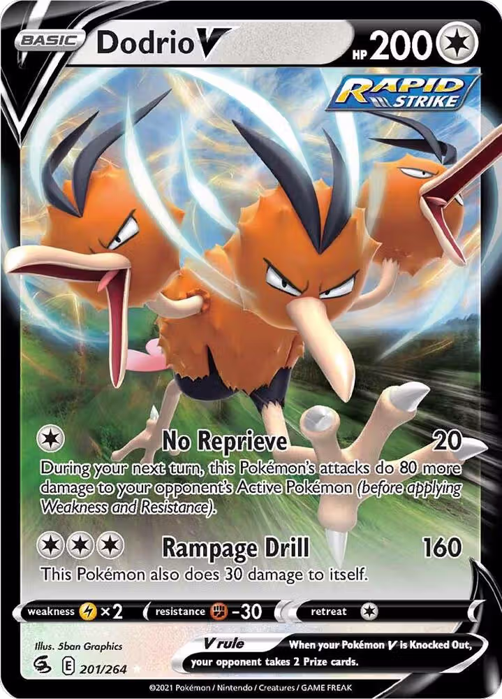 Dodrio V (201/264), Fusion Strike — Pokémon card price