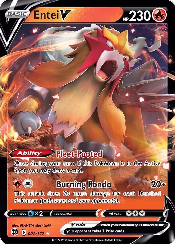 Entei V (022/172), Brilliant Stars — Pokémon card price