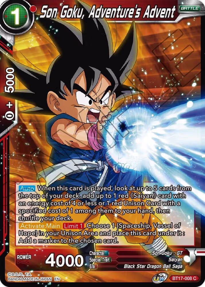 Son Goku, Adventure's Advent (BT17-008), Ultimate Squad — DB Super card price