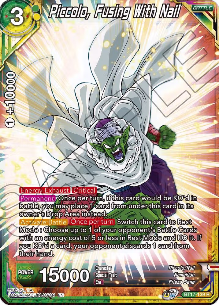 Piccolo, Fusing With Nail (BT17-139), Ultimate Squad — DB Super card price