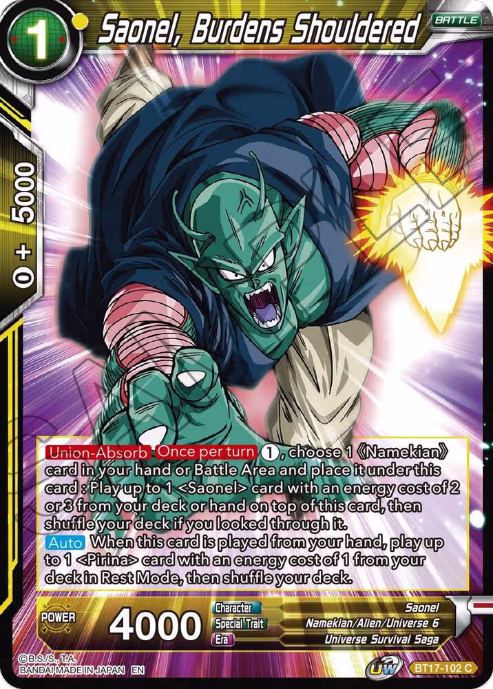 Saonel, Burdens Shouldered (BT17-102), Ultimate Squad — DB Super card price