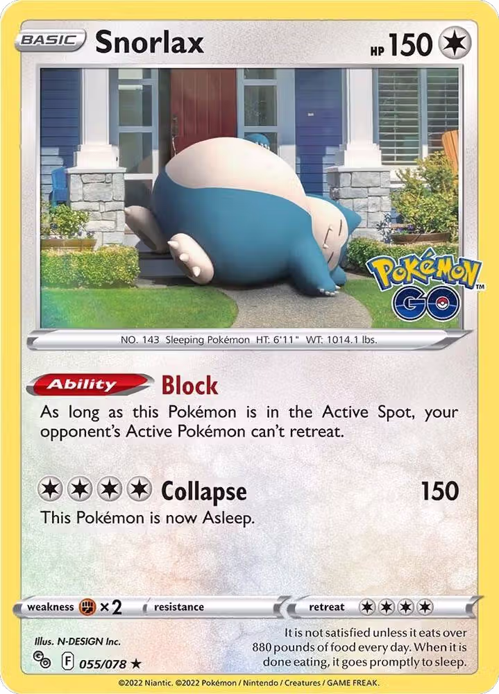 Snorlax (055/078), Pokemon GO — Pokémon card price