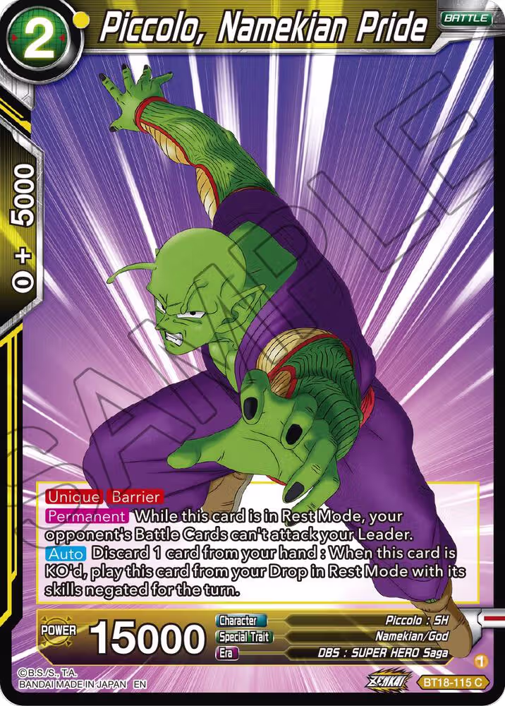 Piccolo, Namekian Pride (BT18-115), Dawn of the Z-Legends — DB Super card price