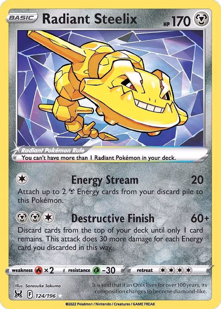 Radiant Steelix (124/196), Lost Origin — Pokémon card price