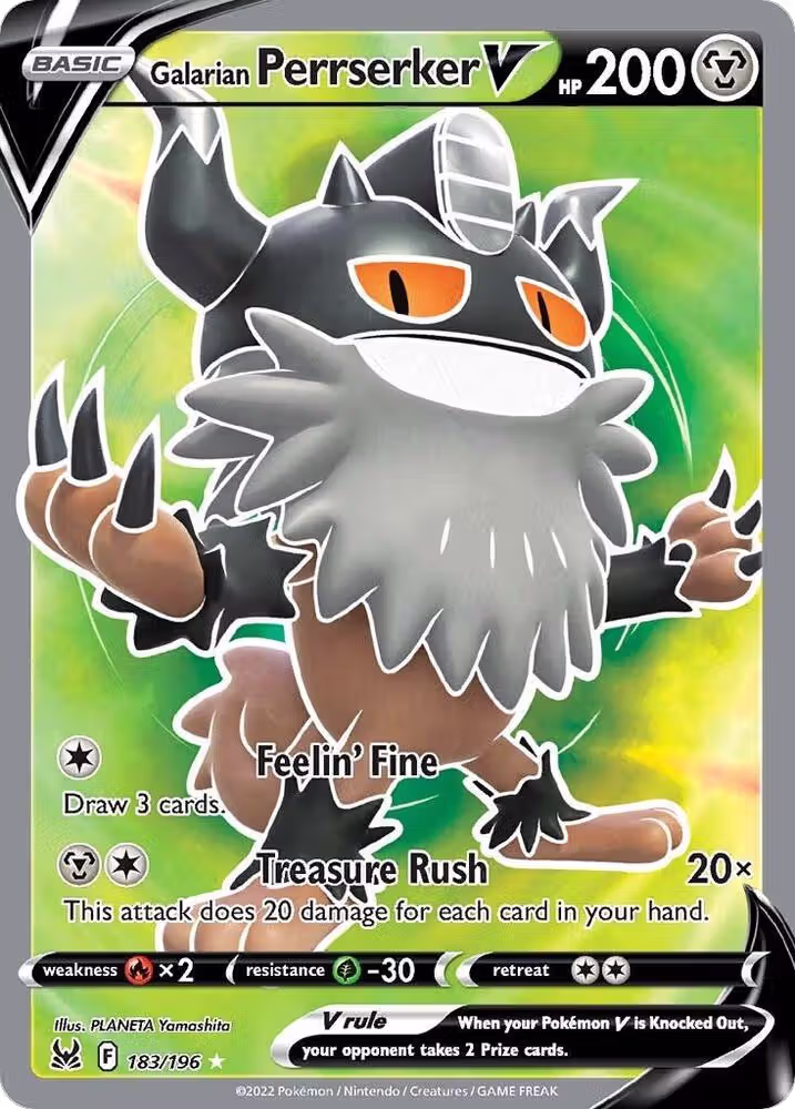 Galarian Perrserker V (Full Art) (183/196), Lost Origin — Pokémon card price