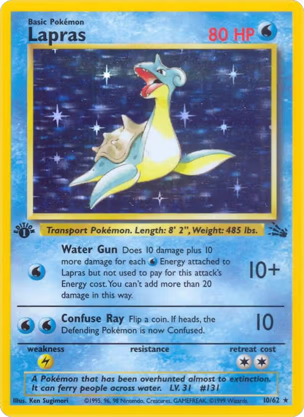 Lapras (10) (10/62), Fossil — Pokémon card price