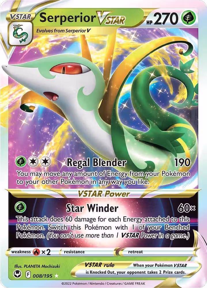 Serperior VSTAR (008/195), Silver Tempest — Pokémon card price