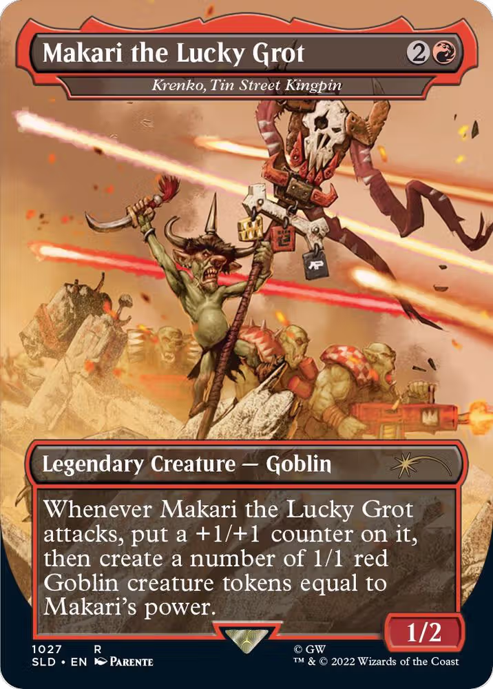 Makari the Lucky Grot - Krenko, Tin Street Kingpin (Borderless) (1027), Secret Lair Drop Series — Magic card price
