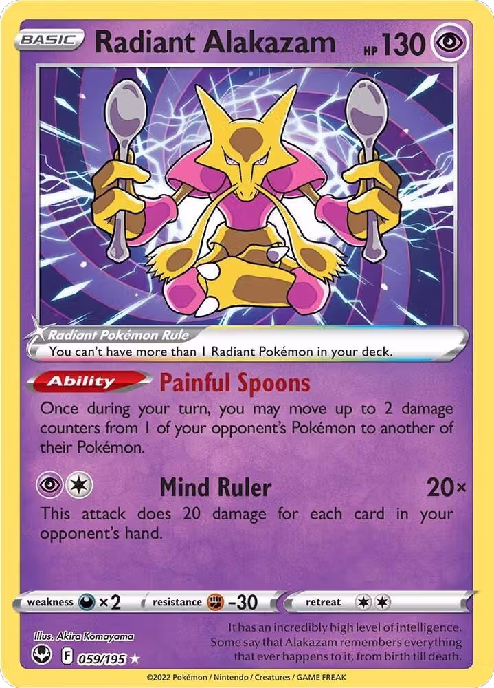 Radiant Alakazam (059/195), Silver Tempest — Pokémon card price