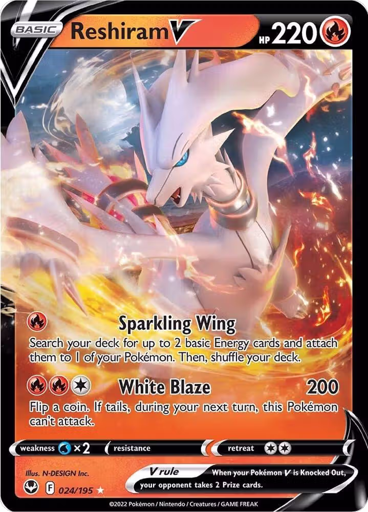 Reshiram V (024/195), Silver Tempest — Pokémon card price