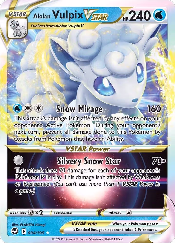 Alolan Vulpix VSTAR (034/195), Silver Tempest — Pokémon card price