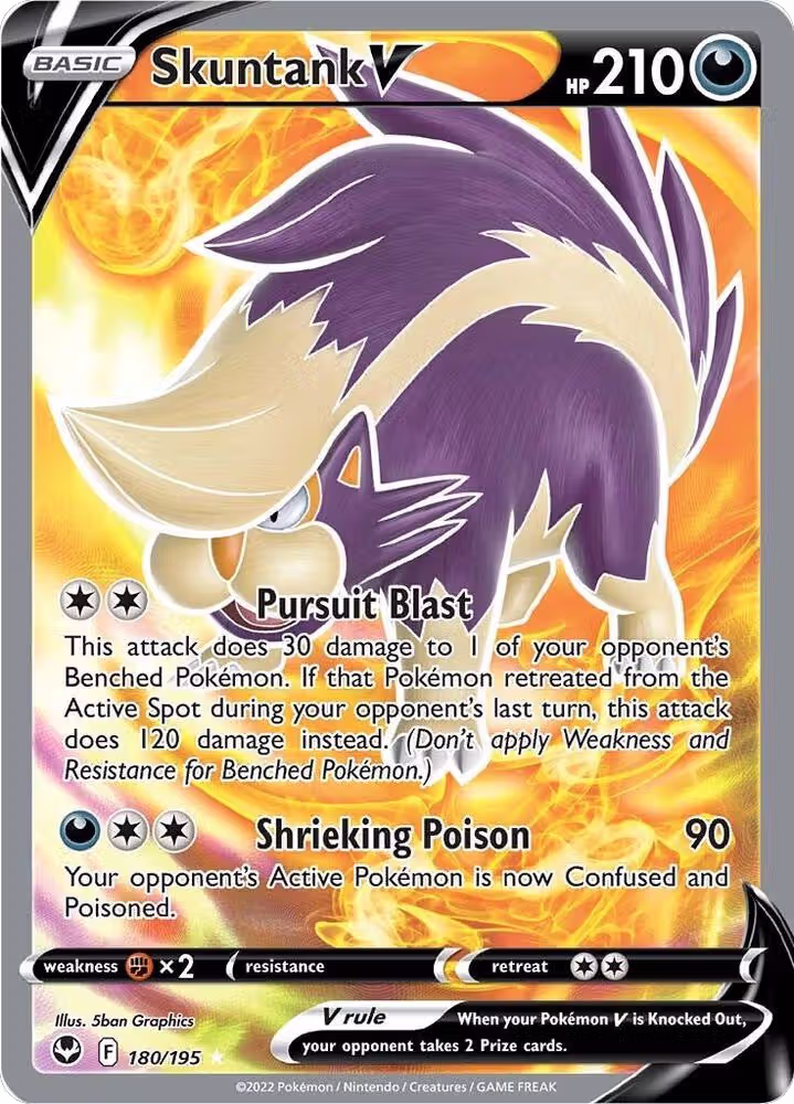 Skuntank V (Full Art) (180/195), Silver Tempest — Pokémon card price