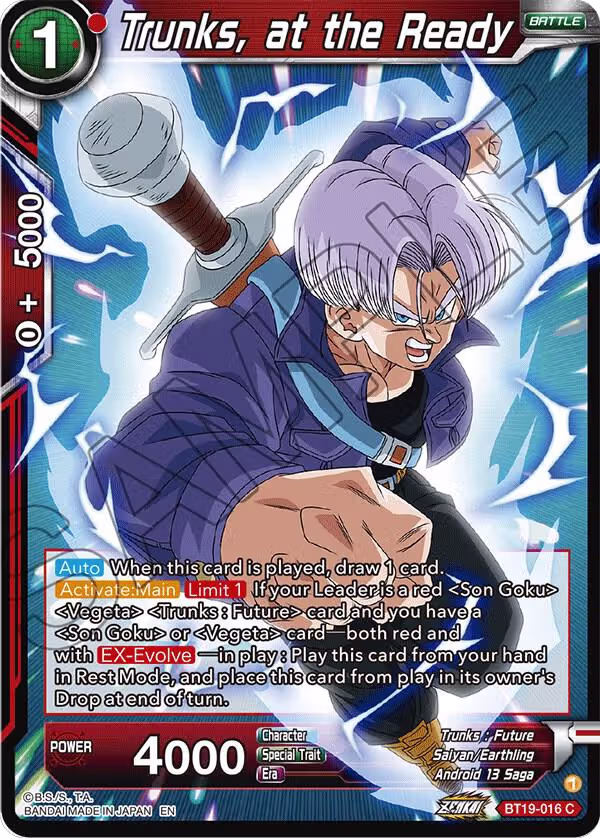 Trunks, at the Ready (BT19-016), Fighter's Ambition — DB Super card price