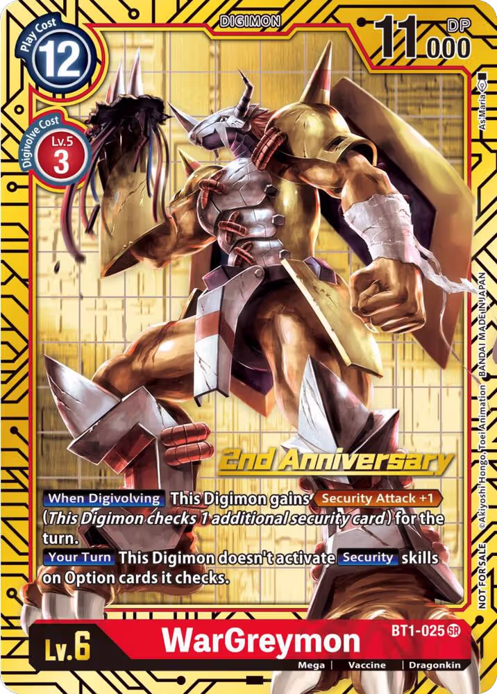 WarGreymon (2nd Anniversary Card Set) (BT1-025 SR), Release Special Booster 1.0 — Digimon card price