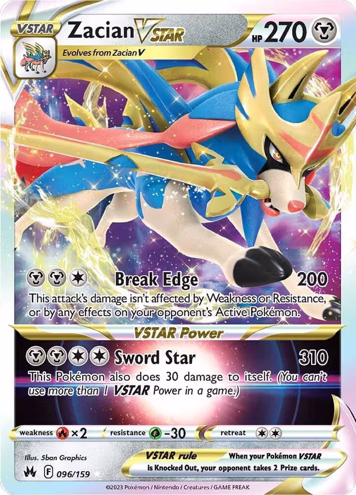 Zacian VSTAR (096/159), Crown Zenith — Pokémon card price