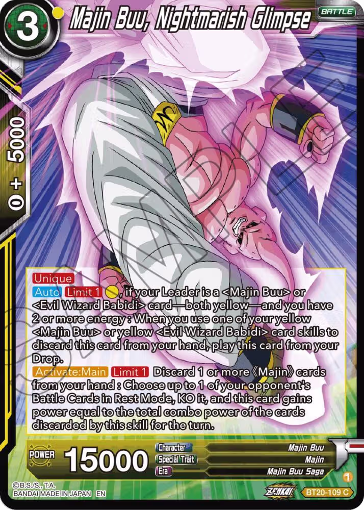 Majin Buu, Nightmarish Glimpse (BT20-109), Power Absorbed — DB Super card price