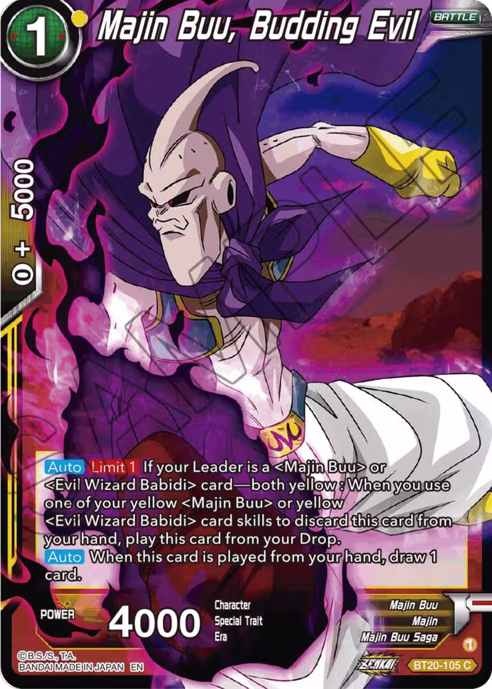 Majin Buu, Budding Evil (BT20-105), Power Absorbed — DB Super card price