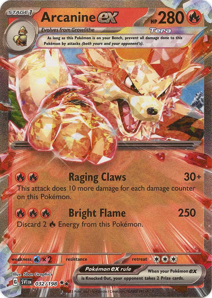 Arcanine ex - 032/198 (032/198), Scarlet & Violet Base Set — Pokémon card price