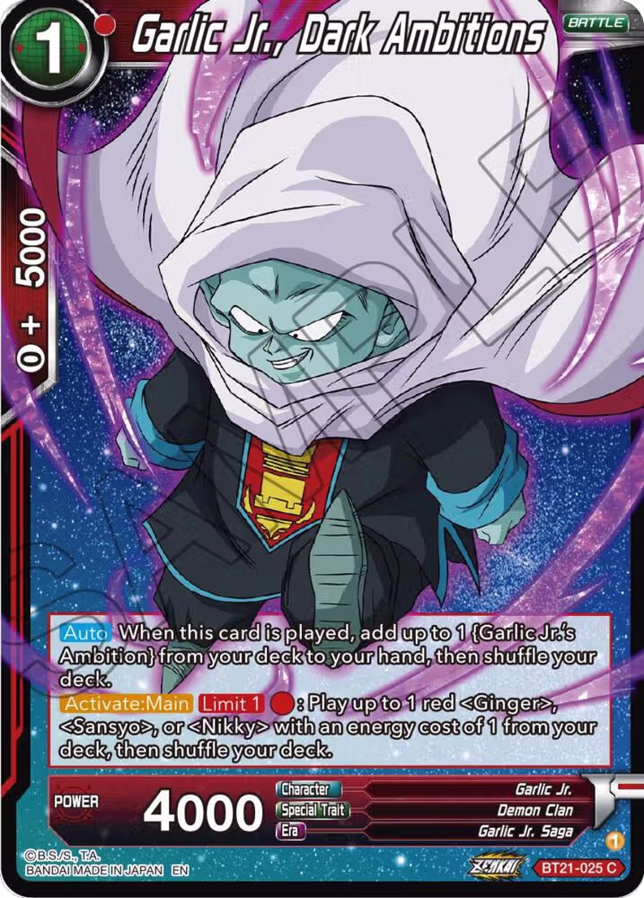 Garlic Jr., Dark Ambitions (BT21-025), Wild Resurgence — DB Super card price