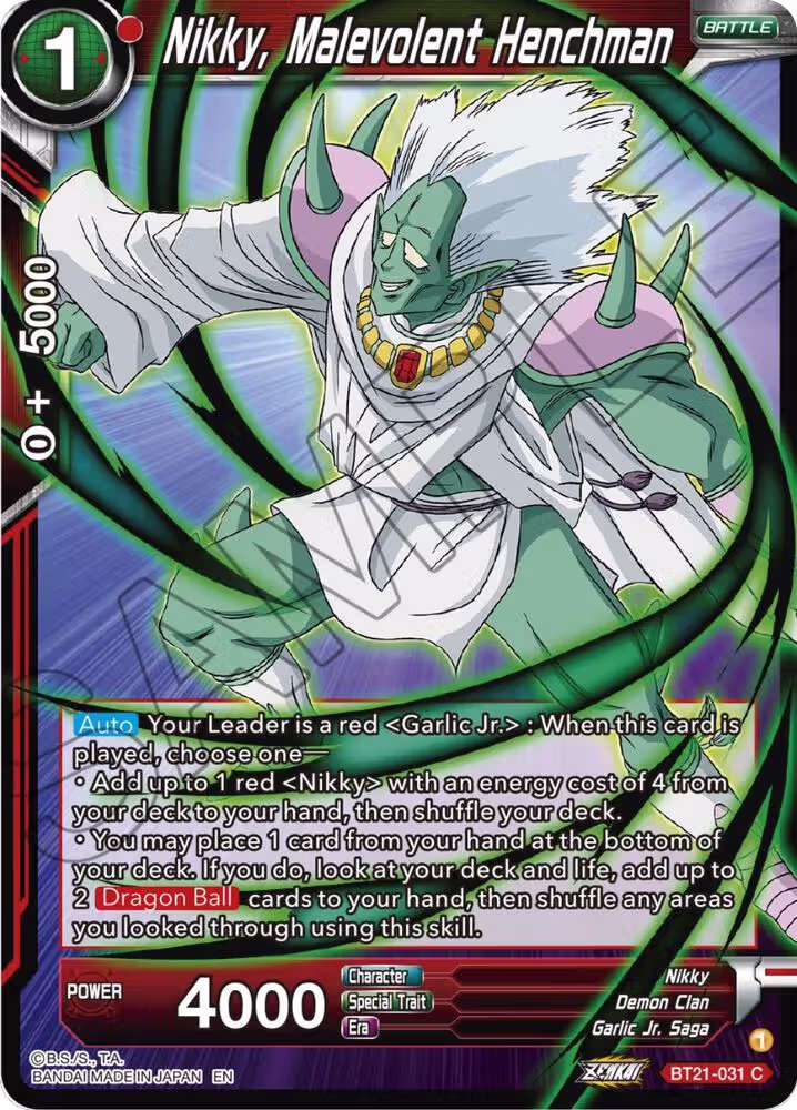 Nikky, Malevolent Henchman (BT21-031), Wild Resurgence — DB Super card price
