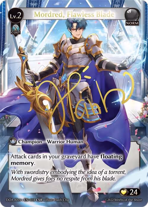 Mordred, Flawless Blade (CSR) (018), Dawn of Ashes Alter Edition — Grand Archive card price