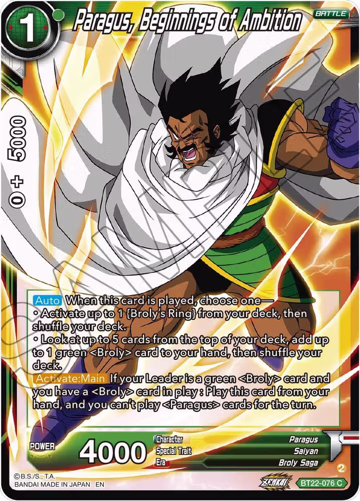 Paragus, Beginnings of Ambition (BT22-076), Critical Blow — DB Super card price