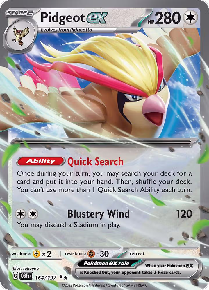 Pidgeot ex (164/197), Obsidian Flames — Pokémon card price