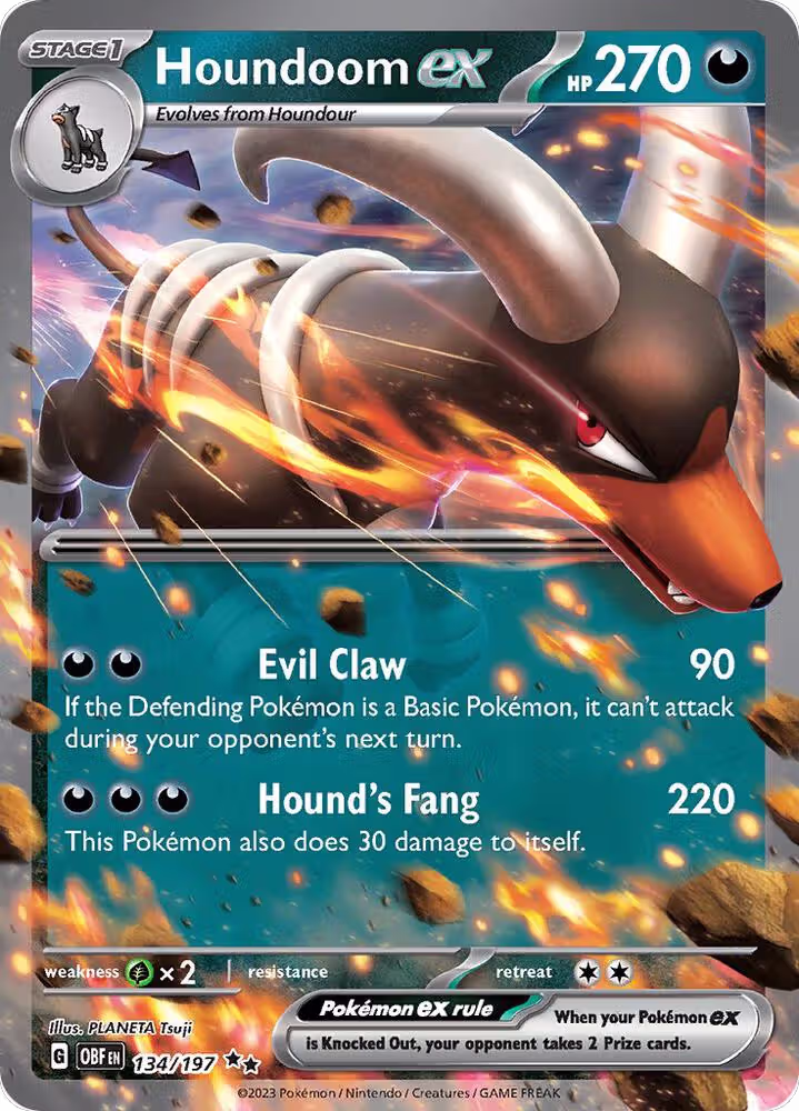 Houndoom ex (134/197), Obsidian Flames — Pokémon card price