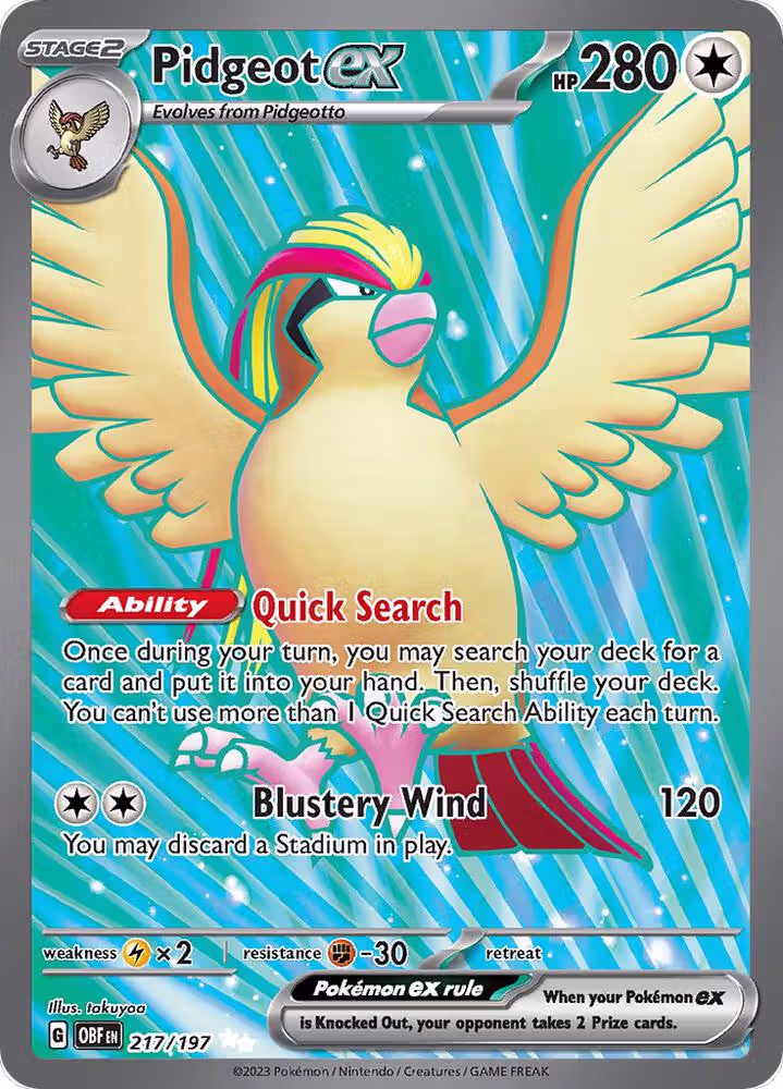Pidgeot ex - 217/197 (217/197), Obsidian Flames — Pokémon card price