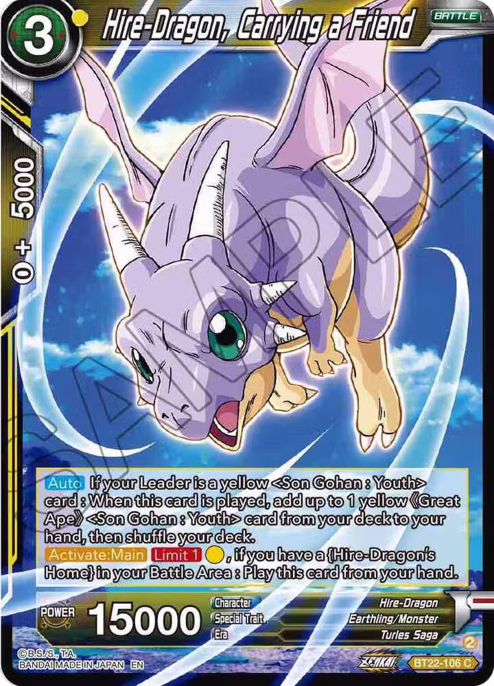 Hire-Dragon, Carrying a Friend (BT22-106), Critical Blow — DB Super card price