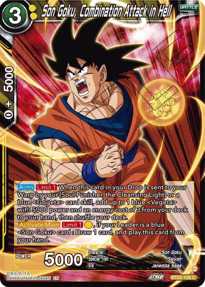 Son Goku, Combination Attack in Hell (BT22-108), Critical Blow — DB Super card price