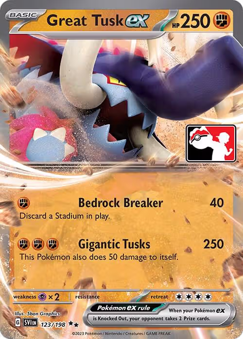 Great Tusk ex - 123/198 (123/198), Prize Pack Series Cards — Pokémon card price