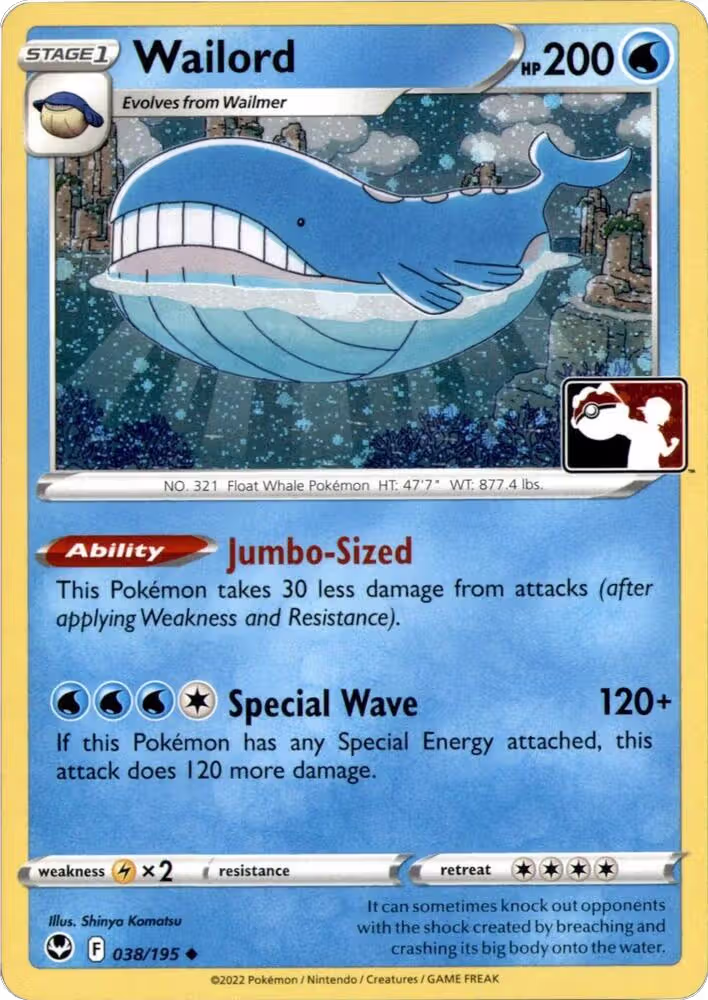 Wailord - 038/195 (Cosmos Holo) (038/195), Prize Pack Series Cards — Pokémon card price