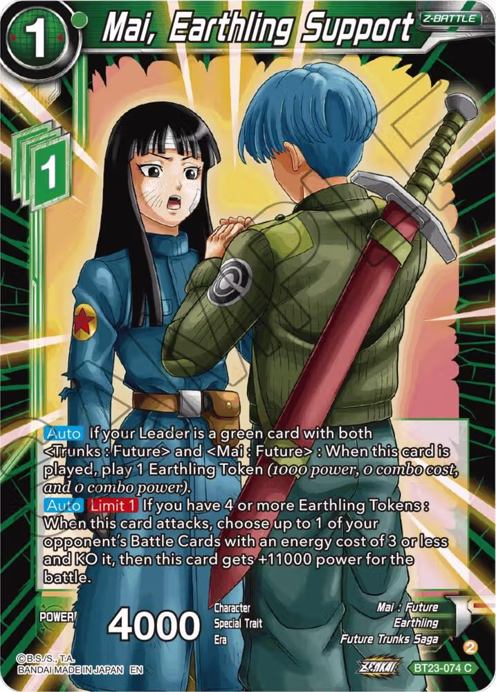 Mai, Earthling Support (BT23-074), Perfect Combination — DB Super card price
