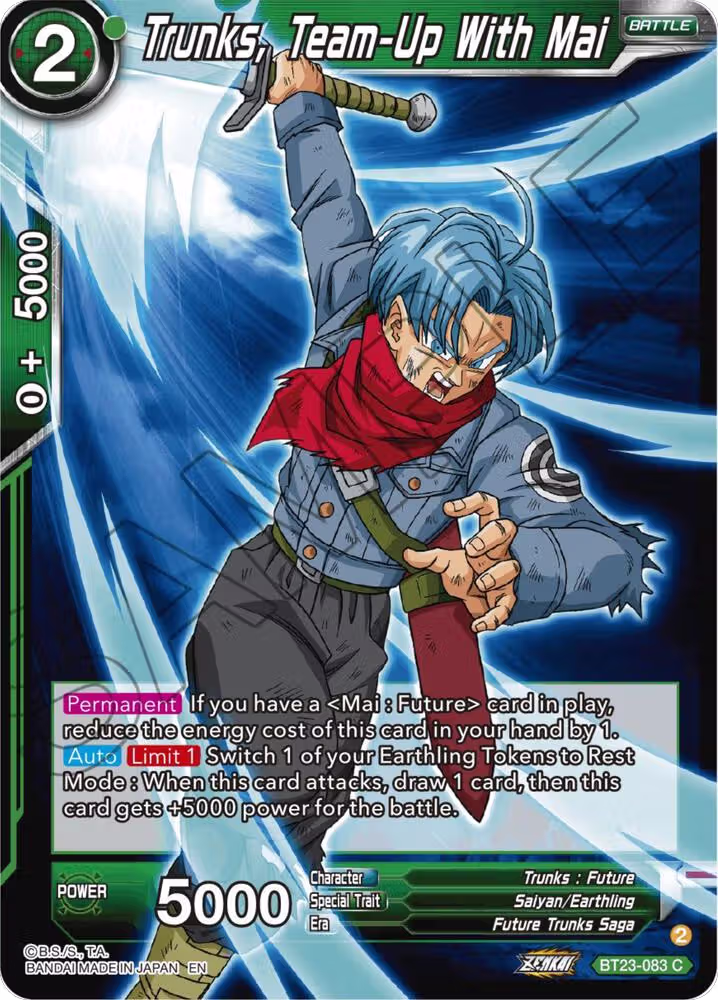 Trunks, Team-Up With Mai (BT23-083), Perfect Combination — DB Super card price