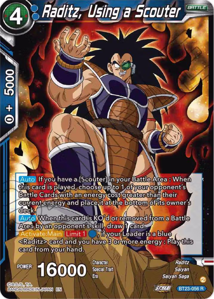Raditz, Using a Scouter (BT23-056), Perfect Combination — DB Super card price