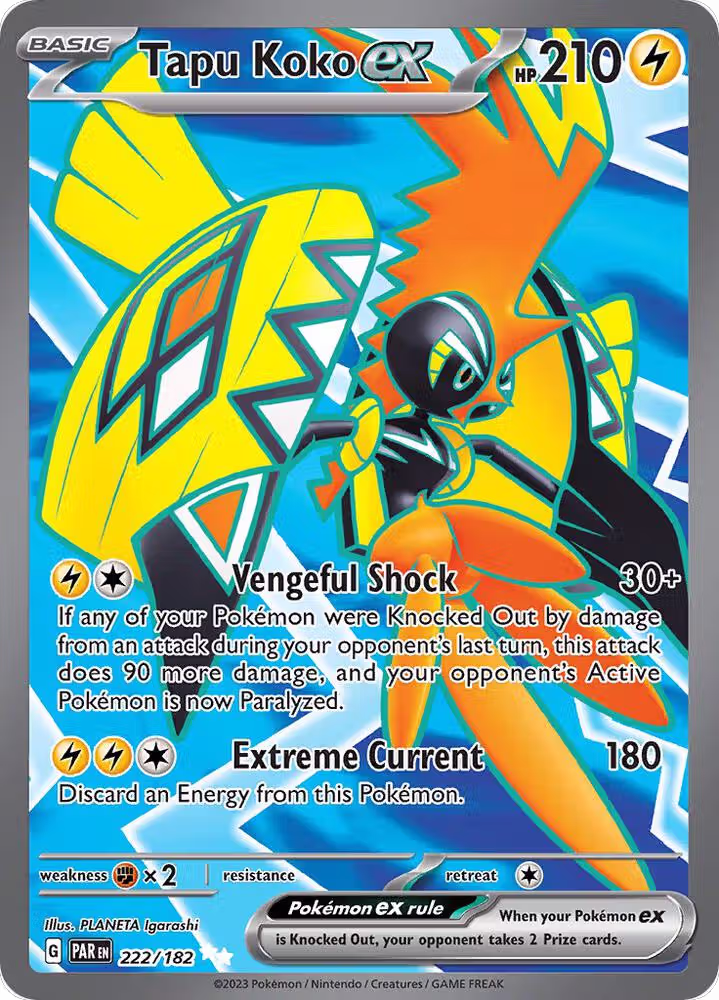 Tapu Koko ex - 222/182 (222/182), Paradox Rift — Pokémon card price