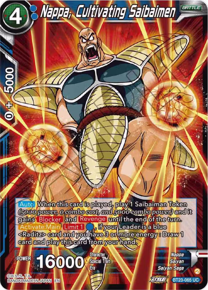Nappa, Cultivating Saibaimen (BT23-065), Perfect Combination — DB Super card price