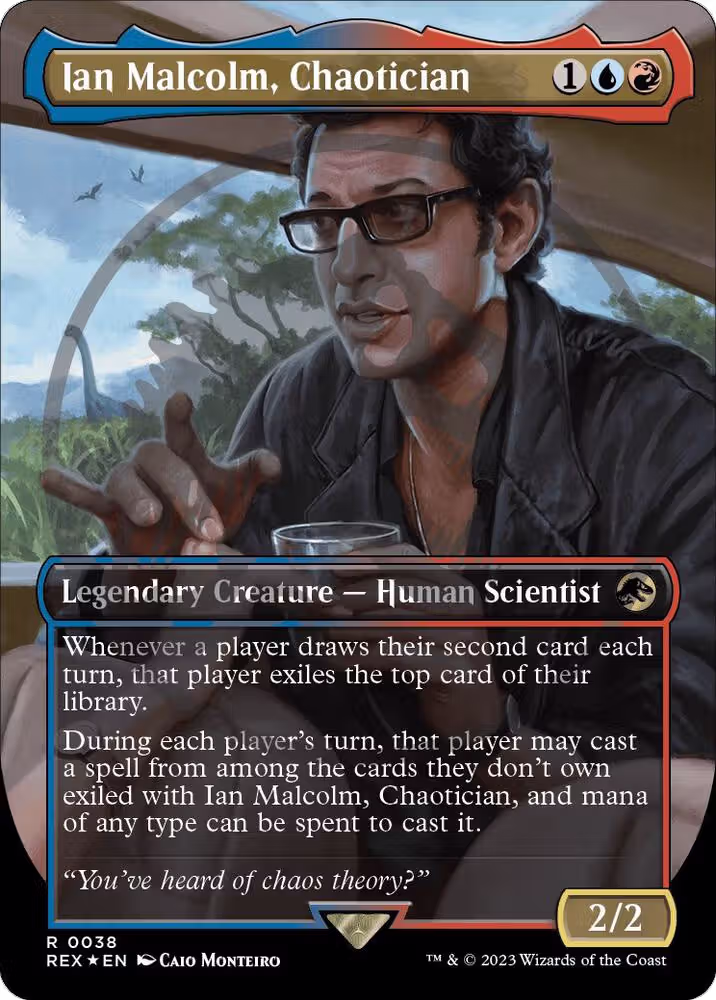 Ian Malcolm, Chaotician (Borderless) (Emblem) (38), Universes Beyond: Jurassic World Collection — Magic card price