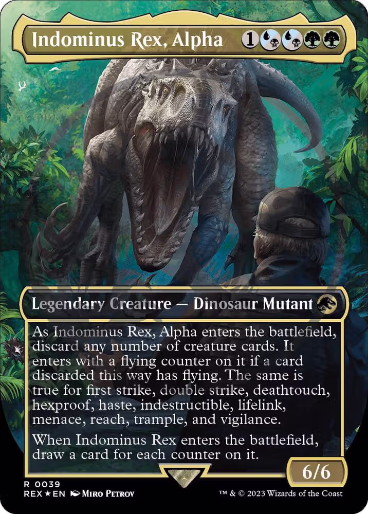 Indominus Rex, Alpha (Borderless) (Emblem) (39), Universes Beyond: Jurassic World Collection — Magic card price